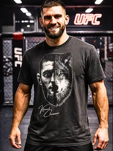 Khamzat Chimaev Shirt, UFC Fighter Tee, Mens Relaxed Fit Vintage T Shirt, MMA Boxing Apparel, Wolf Fighter Graphic Tee