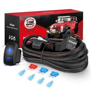 Nilight Wiring Harness Kit Nylon 16 AWG 2 Leads Sasquatch Lights 12V 5Pin Rocker Switch Laser On Off Power Relay Blade Fuse for LED Off Road Light Bar on Cars Jeep Boat Trucks