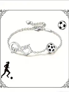 1 piece of luxurious silver bracelet, football sports style, adjustable party accessory, original designer piece, fashionable friendship bracelet, a must-have gift for holidays