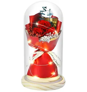 Preserved Flowers Bouquet, Forever Preserved Rose Gifts for Wife Girlfriend, Flowers Fresh Bouquet for Anniversary, Valentine's Day (Red Rose)