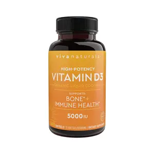 Viva Naturals Vitamin D3 5000 IU Softgels - 360 Count 125 mcg Softgel, Essential D3 Vitamin, Supports Bone Health, Immune Support, Premium Vitamin D, High Potency Vitamin D 5000 IU