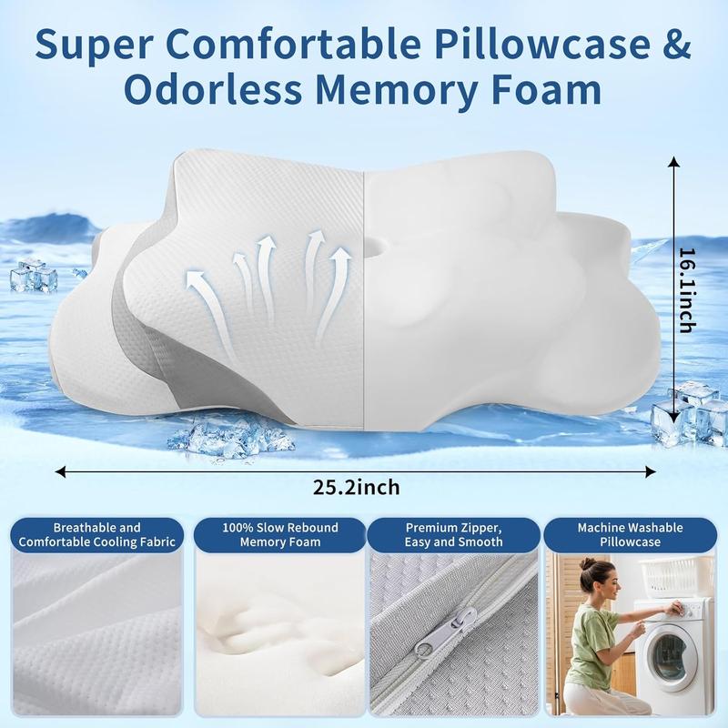 Cervical Neck Pillow for Pain Relief - Cooling Pillow for Side Sleepers, Adjustable Orthopedic Pillow with Removable Breathable Cover, Neck Pillow for Adults