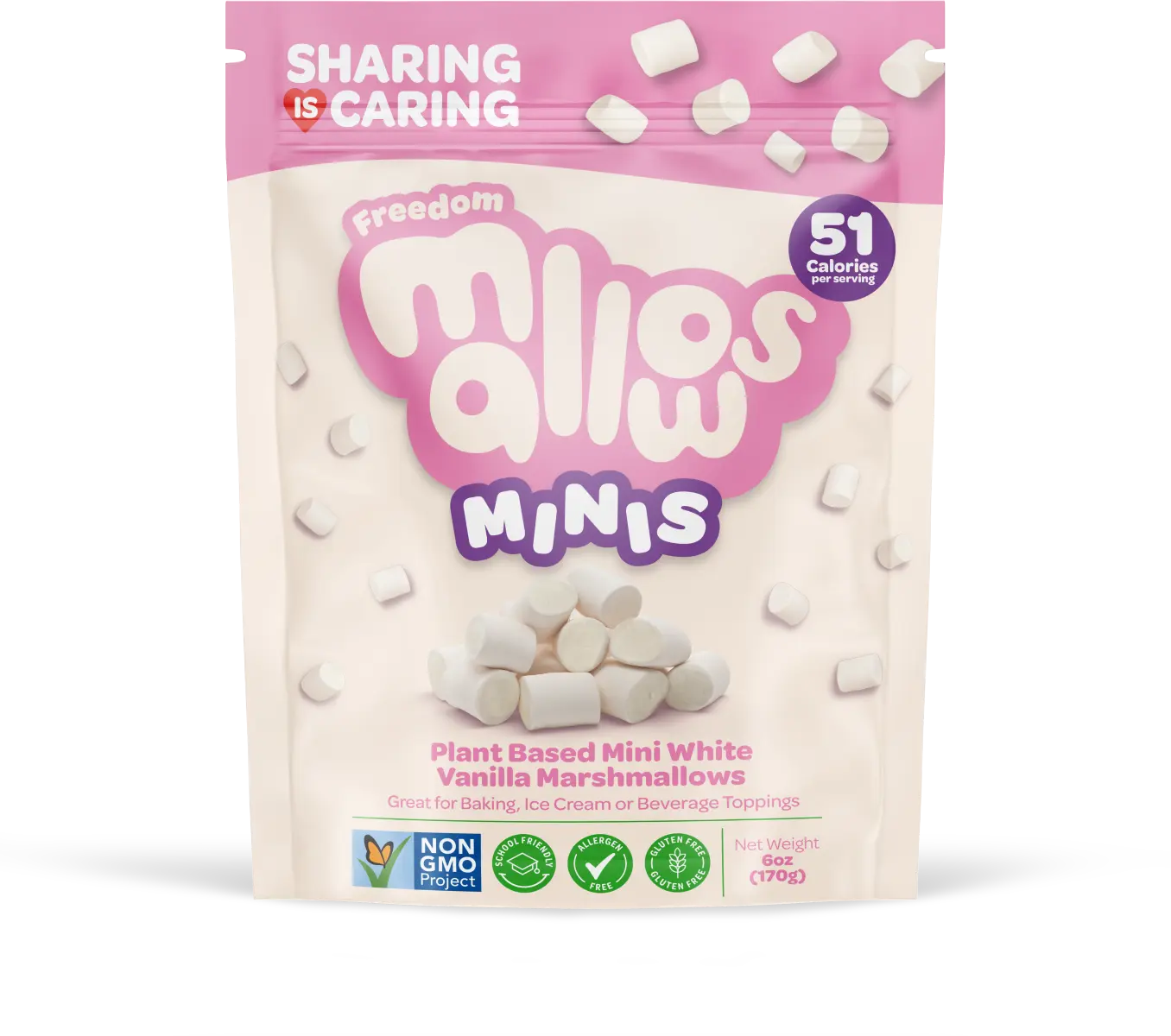 Freedom Mallows Mini's - Plant based, Top 14 allergy free, Halal certified, Kosher and PKU suitable