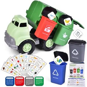 Garbage Truck Toy with 4 Dumpsters Set Learning Waste Management Recycling for Kids Toddlers Birthday Gift