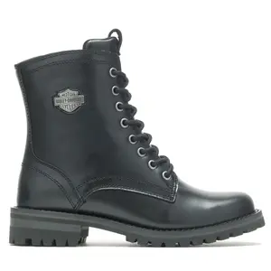 Harley-Davidson Footwear Womens Walsen Lace Up Casual Boots Ankle Low Heel 1-2" - Black