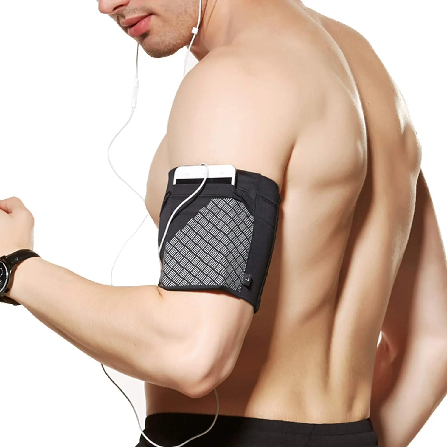 Running Armband, Cell Phone Armband Exercise Arm Holder for Running,  Purpose  Bag Fitness Gym Workouts Phone Armband Sleeve for , Galaxy S9/S8/S7,,, Black,L