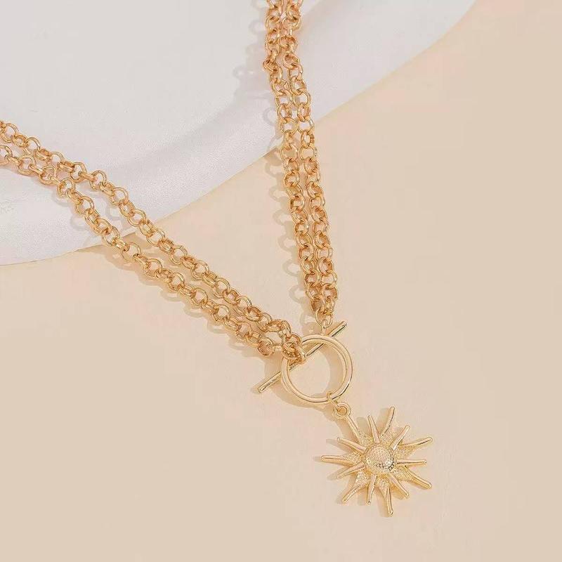 Gold Sun Pendant Necklace for Women, Elegant Dainty Chain Jewelry, Perfect Gift for Her