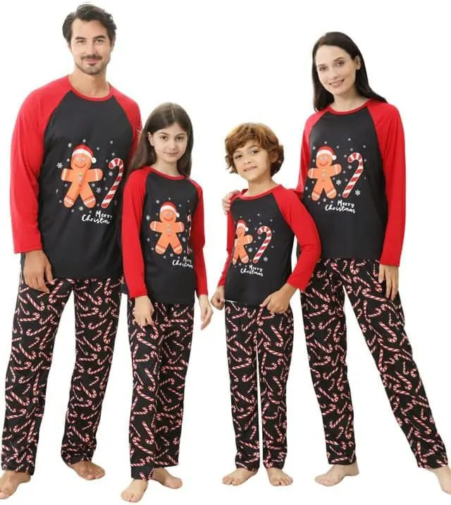 Matching Christmas Pyjamas-Family Christmas Pyjamas Set,Cotton Christmas Pjs Family Set with Elk,Plaid Xmas Pyjama Bottom,Christmas Pajamas for Women Men Adult Kids Couples