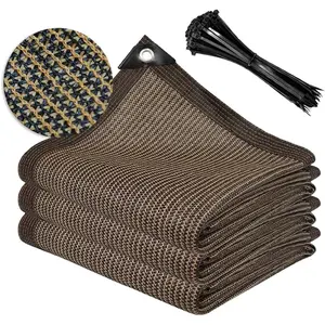 Shade Cloth with Grommets 10x20ft, 70% Sunblock Mesh Tarp & Outdoor Sun Shade for Garden Patio, Sun Shades Outdoor Cover,  Covers Freeze Protection for Greenhouse, Kennel, Lawn, Pergola - Brown