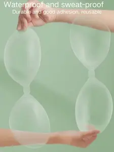 Women's Silicone Adhesive Cleavage Bra, Invisible Strapless Push-Up Fitted Bra with Sticky Pads, Washable, Perfect for Weddings, Parties, Evening Wear, Formal, Clear, Underwear