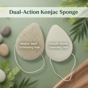 3-piece set 【Natural Konjac Sponge with Rope for Eco-friendly Facial and Body Bathing】 Essential for home bathing, double-sided plant-based soft cleansing, gentle massage, smooth for daily use, Christmas & New Year gifts, 2-piece set