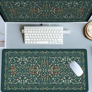 Green Vintage Floral Pattern Gaming Mouse Pad Extra Large Computer Mouse Pads for Desk XXL Mouse Pad for Laptop Big Mouse Pad Extended Mouse Pad with Non - Slip Rubber Base Stitched Edge for Home and Office Desktop Accessory Office Desk Accessories