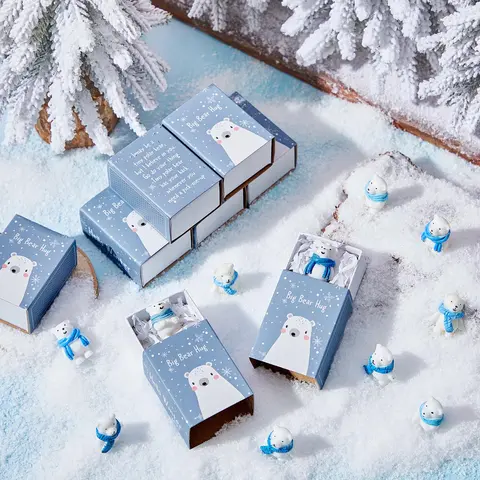Small Size Mini Resin Polar Bear Themed Gift Boxes - 12/24/36/72/100-Set Party Pack with Christmas Scarf, Inspirational Containers, Collectibles for Coworker Winter Gifting, Office Desk Decor, Party Favors Assortment