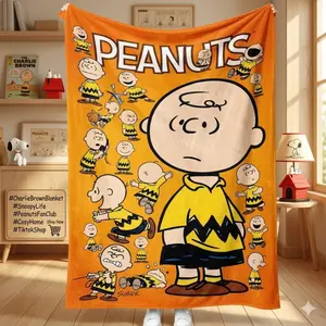 Charlie Peanuts Movie Blanket Soft Cozy Blanket Soft Comfortable All-Season Gift Ideal for Learning Nap Pet Bedding Bedroom Decor Hanging Tapestry Lightweight Breathable Soft And Durable