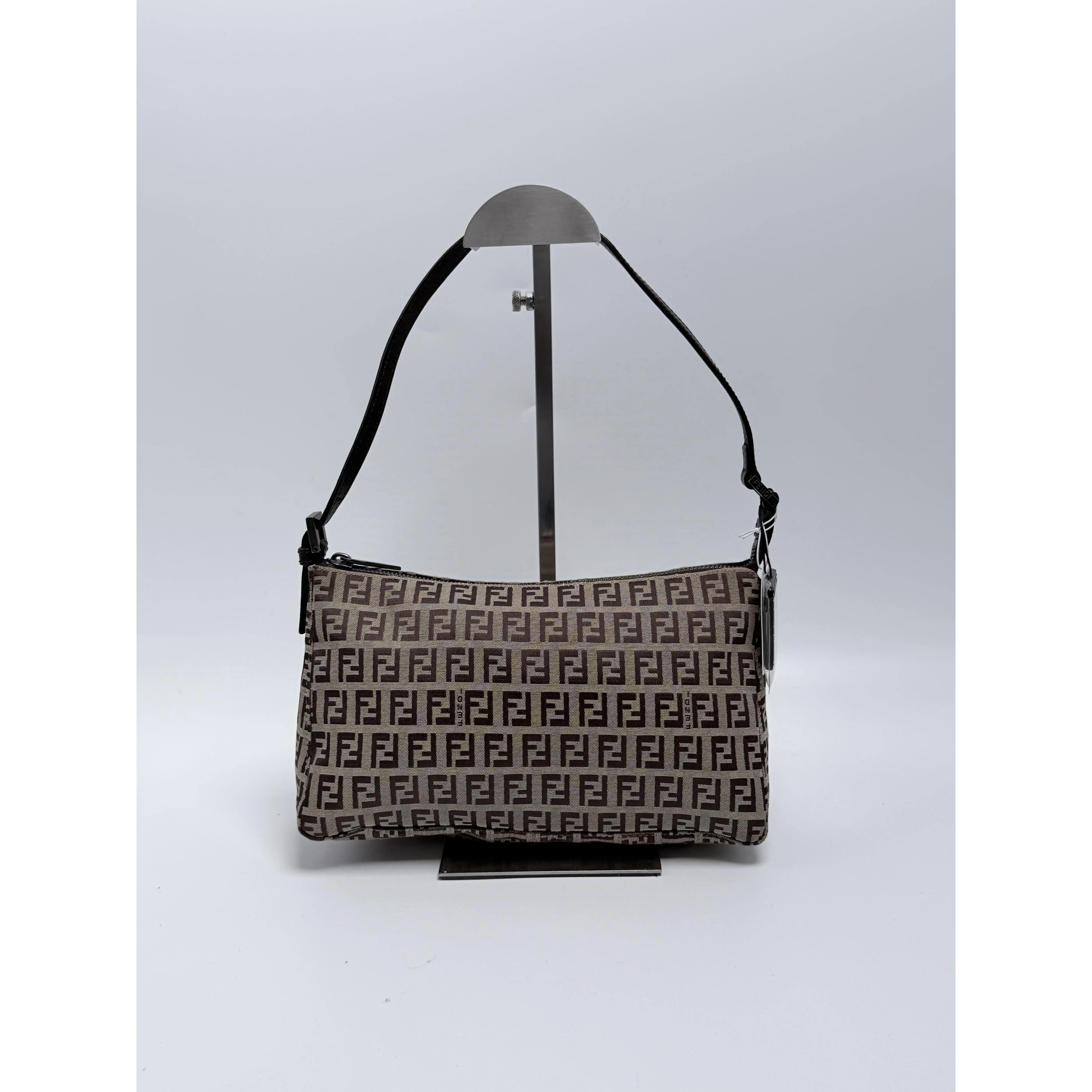 Pre-owned FENDI Canvas Shoulder Bags Vintage Zuka Pochette Shoulder Bag Hobo Handbag Brown SH381FD