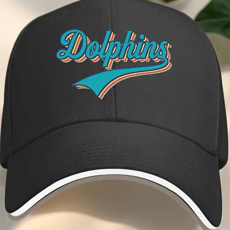 Men's Dolphin Sandwich Pattern Polyester Baseball Cap - Retro Lightweight Universal Sports Hat, Non-Elastic Fabric, Machine Washable, All Seasons, Free Size, Ideal for Game Days, Perfect Gift for Dolphin Fans, Casual, Daily, Game Days & Casual Outfits