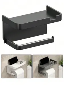 Rust-Proof Wall-Mounted Toilet Paper Holder - 1pc, Self-Adhesive Design, Practical and Convenient