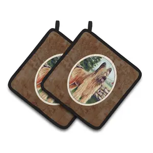 212 MAIN 2-Pack Thick Polyester Pot Holders - Quilted Fill, Square Shape, Colorful Art Insulated Tableware Kitchen Coasters for Holiday Use