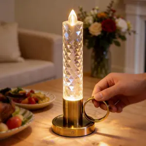 Flameless Candles, Rechargeable Taper Candles  Operated, LED   Pillar Candles, 0.4W Dimmable Small Cordless Table Lamp for Valentines Wedding Centerpiece Decorations