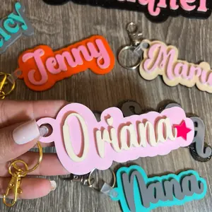 Acrylic Name Keychain, Backpack Name Keychain, 3D