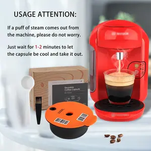Refillable Coffee Capsules Pods 60ml /180ml /200ml/220ml Reusable Coffee Capsule Pod For Bosch Tassimo Coffee Machine Accessory Coffee Accessories With Slicone Lid Coffee Filter And 1 Spoon And 1 Brush