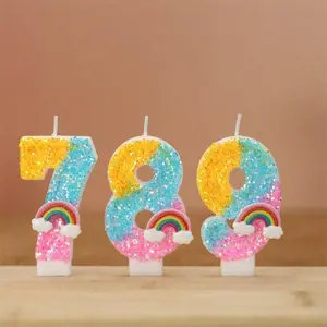 Rainbow Number Candle, 1 Set Creative Birthday Candle, Cake Decoration Candle, Party Supplies, Birthday Gift for Mom, Girlfriend, Ornaments