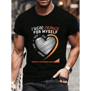 100% Cotton Orange Multiple Sclerosis Apparel Women Men MS Awareness T-Shirt Women's Men's Graphic Tee Crew Neck summer vacation Tops