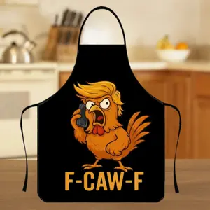 Funny Yellow Rooster Pattern Apron, Chicken Pattern Apron, 1 Count F-CAW-F Unisex Cooking Apron, Christmas Gift, Winter Polyester Apron for Women,Thanksgiving Gift,Nails Design Tool, Christmas Decorations,Apron for Nail Tech