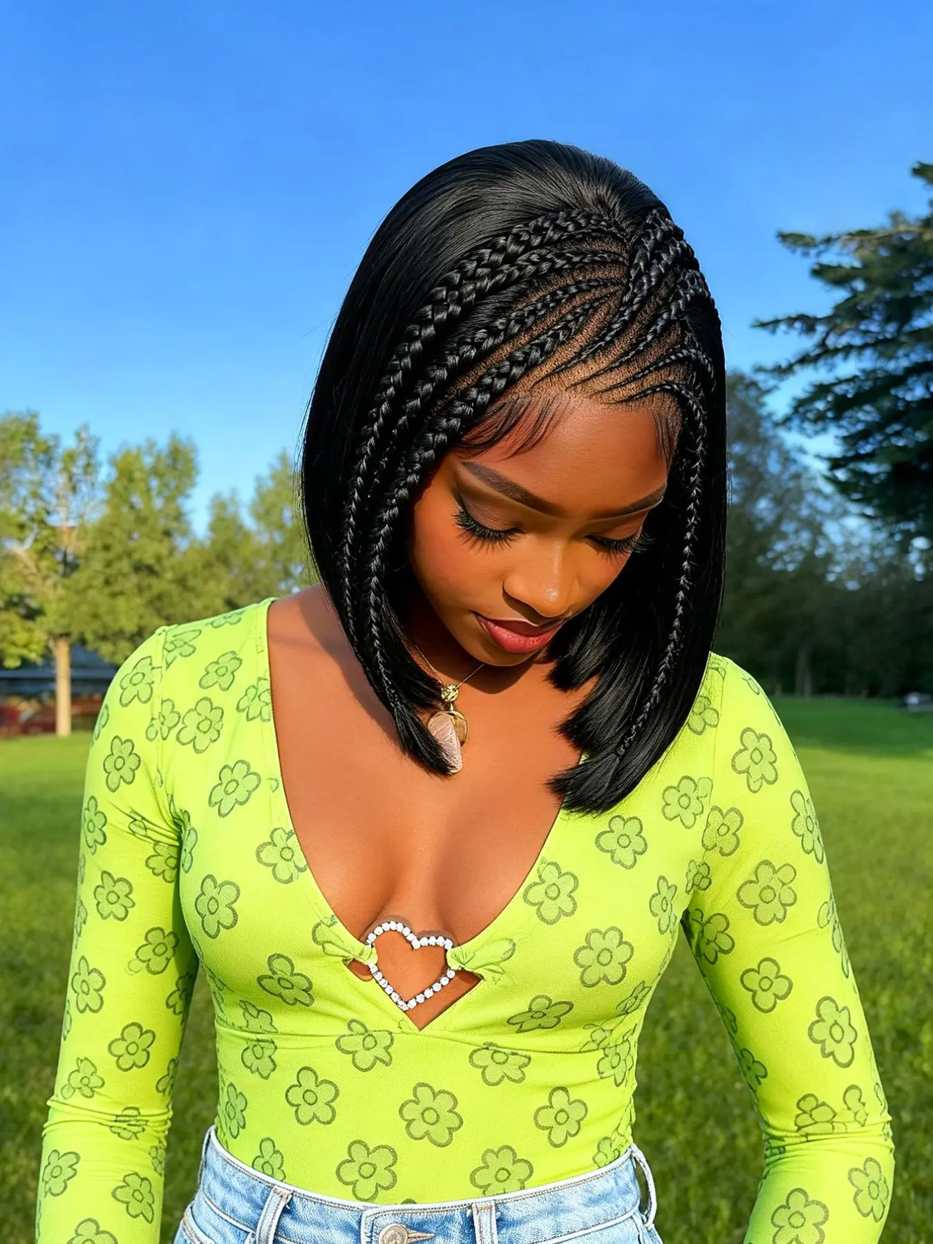 12 Inch Front Pre Braided Bob Wig with Straight Ends for Women, Synthetic Braided Wig, Stylish Hair Accessory, Perfect for Daily Wear and Special Occasions, Braided Hair Wigs
