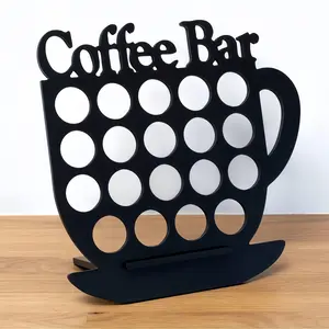 1 coffee cup pattern coffee capsule wooden storage rack, display rack, storage container, suitable for home coffee bar, restaurant countertop decoration, birthday party, Valentine's Day, Father's Day graduation season gift, coffee enthusiast gift