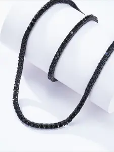 4Mm Black Tennis Chain, Black Necklace, Cuban Link Chain, Electroplated Black, Hip-Hop Style, Thanksgiving, Christmas, Father'S Day, Holiday Gifts, Everyday Gifts.