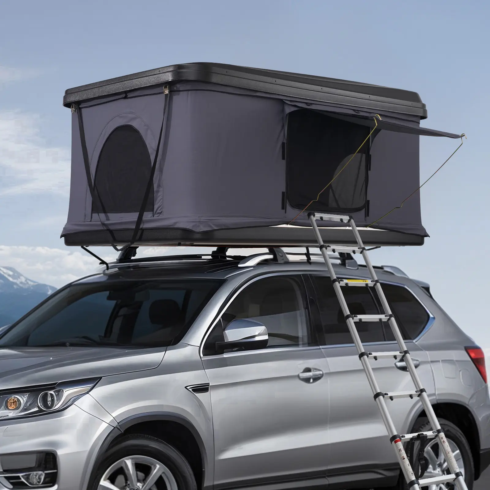 Rooftop Tent Hard Shell 2-3 Person Waterproof for Jeep SUV Truck w/ Ladder