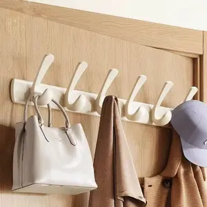 Wall-mounted coat rack with hooks, no-drill required, strong load-bearing, for hanging clothes and hats behind the door