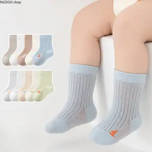Baby White Mesh Cotton Ankle Socks - Soft, Thin, Breathable, Gentle Grip, Cute Details - Sports & Outdoor Protective Gear for Newborns - Ideal for Summer Crawling, Daily Wear