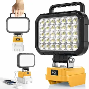 9000 Lumen 35 LED Work Light Compatible with Dewalt 20V Max Battery 78W Cordless Jobsite Flood Light Dual USB-A Charging Ports Bright Portable Outdoor Flashlight Battery Not Included