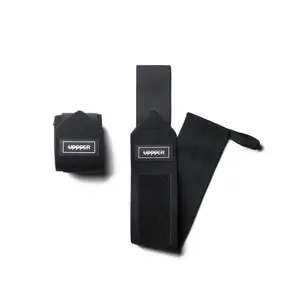 UPPPER Wrist Wraps Black 2.0 - 19" Wrist Support for Powerlifting and Gym Workouts, Hook-and-Loop Closure, Thumb Loop