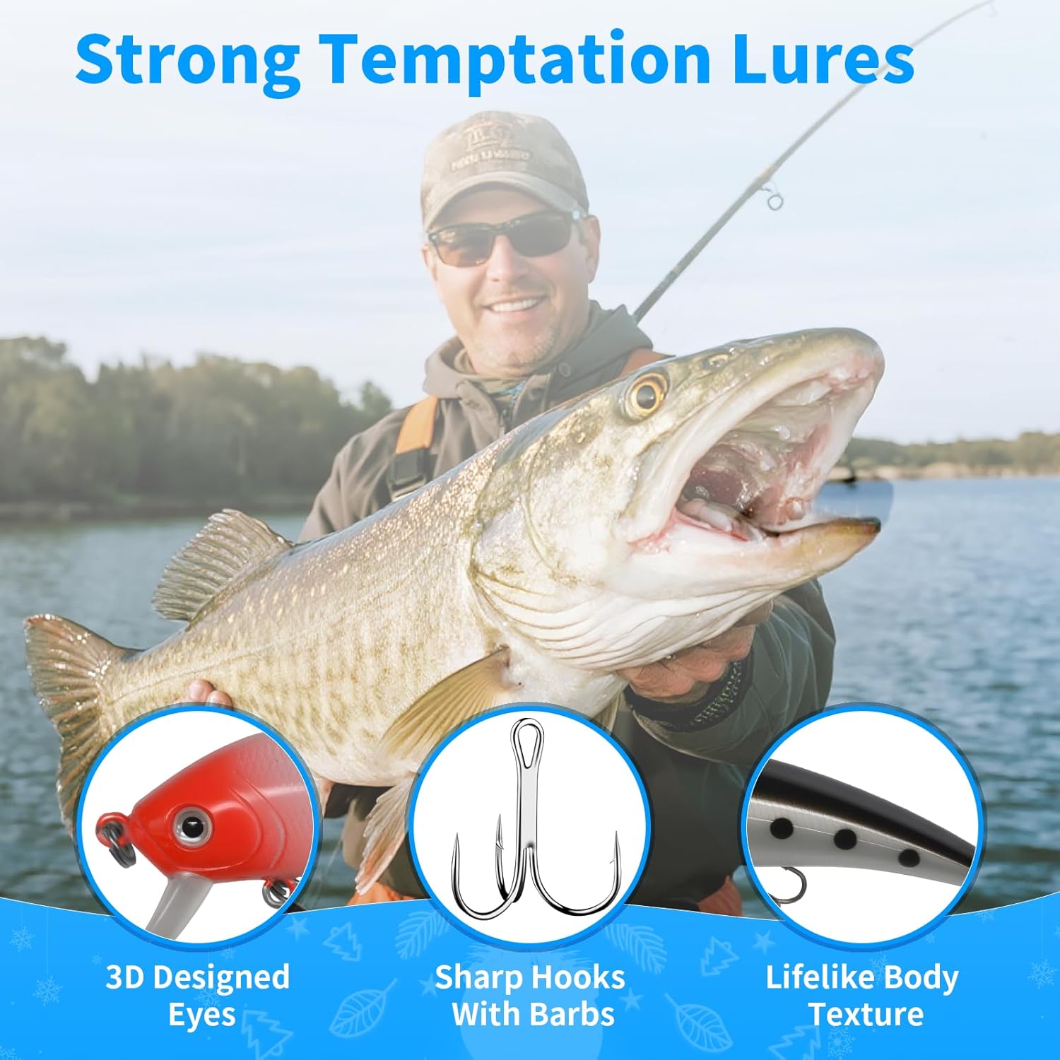 Fishing Advent Calendar 2025 24 Days Lures Set Xmas Countdown Gift for Men Boys Father Brother Fishing Kit