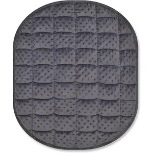 Weighted Lap Blanket 7lbs for Adult,Perfect for Relaxation, Lounging, Napping, Sleeping & Travel,Luxury Minky Weighted Body Blanket,Weighted Throw Blanket-Dark Grey Minky Dot, 29" x 24"