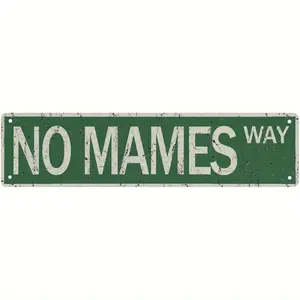 Vintage-Style Metal Tin Road Sign - Funny Street Decor, 4x16 Inches, No Power Needed, Metal Outdoor Decor, Wall Decor
