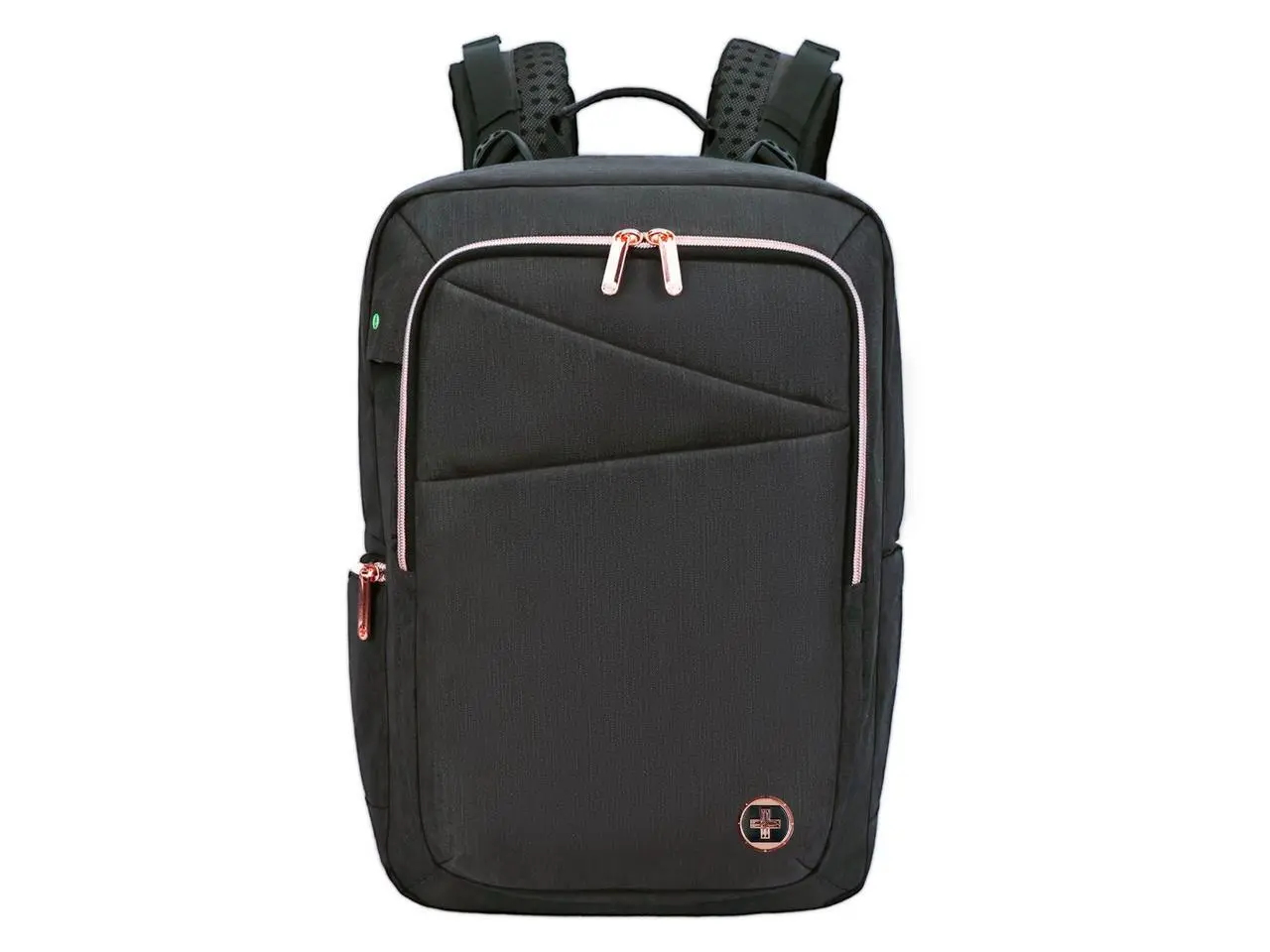Swissdigital KATY ROSE Black Massage Backpack - Stylish Travel & Work Bag with Patented Massage System -  Smart USB Charging Port - RFID Protection -  Fits 16" Laptop  SD1006M-01