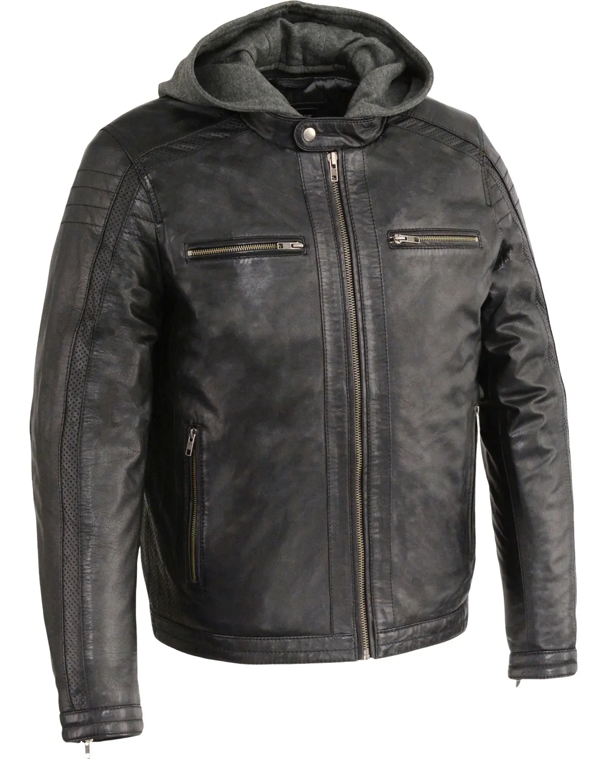 Milwaukee Leather Men's Men'S Zipper Front Jacket W/ Removable Hood Big 3X - Sfm1845-Saddle-3X