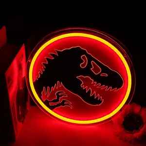 Jurassic Tyrannosaurus Rex LED Neon Lights, Tyrannosaurus Rex Silhouette Wall Decoration Art Lights, USB Adapters, Bedroom, Game Room Lighting Decoration, Movie Fans, Men's Cave Gifts Are the Best Choice,Valentine's Day Decor. atmosphere lamp