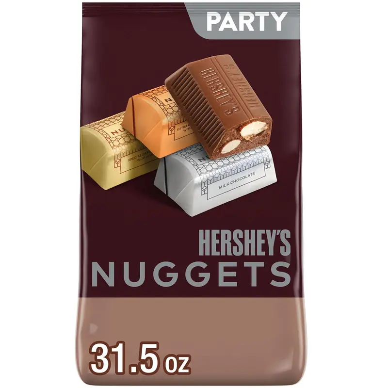 HERSHEY'S NUGGETS Assorted Chocolate Candy Party Bag, Great Stocking Stuffer and Holiday Candy, 31.5 oz