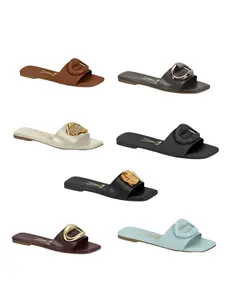 Vizzano Women's Open-Toe Slip-On Sandals - Elegant Gold-Detailed White Daily Fashion Shoe, Women Sandals for Casual Summer Walking