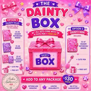 The Dainty Box Collectible Item Set - Cute Shaker Notebook, Binder & Pen Bundle