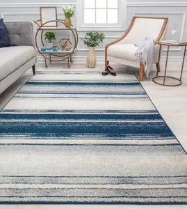 212 MAIN Isaac Mizrahi RA32117 Jaxon CM35A Blue Ribbon Geometric Area Rug, 8 ft 3 in x 10 ft, Contemporary Rugs, Modern Abstract Design, Modern Abstract Rug