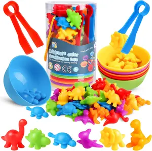 Counting Dinosaur Matching Toys with Sorting Bowls – Montessori Preschool Educational Color Sorting & Fine Motor Skills Sensory Toys, Learning Activity & Birthday Gift for 3-5 Year Old Boys & Girls