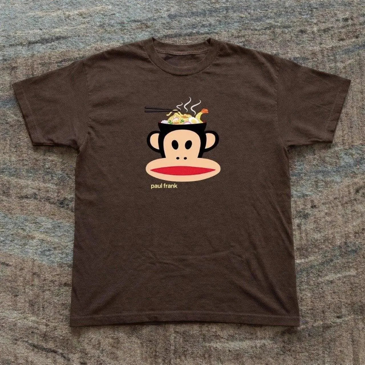 Paul Frank Brown and Grey Baby Tee Y2k Clothing,Vintage, Streetwear