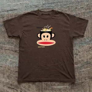 Paul Frank Brown and Grey Baby Tee Y2k Clothing,Vintage, Streetwear