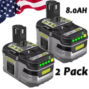 2Pc For RYOBI P108 18V One Plus High Capacity Battery 8.0Ah Lithium Battery NEW